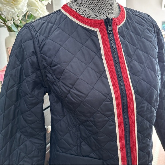 Talbots Reversible Quilted Jacket XS – Navy & Red Geometric Print - Picture 7 of 16